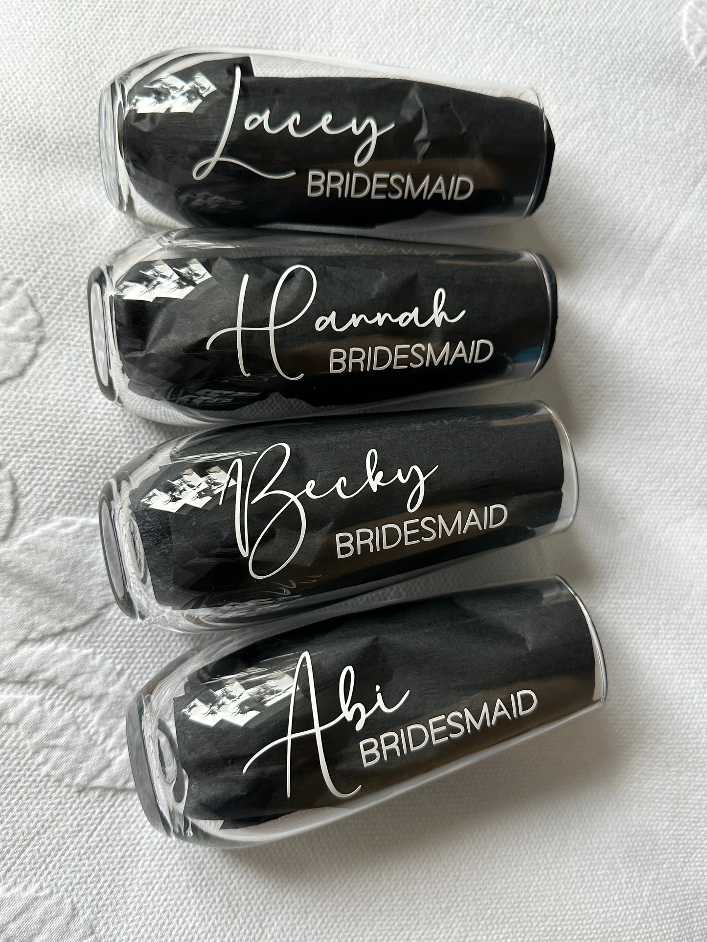 Stemless champagne flutes