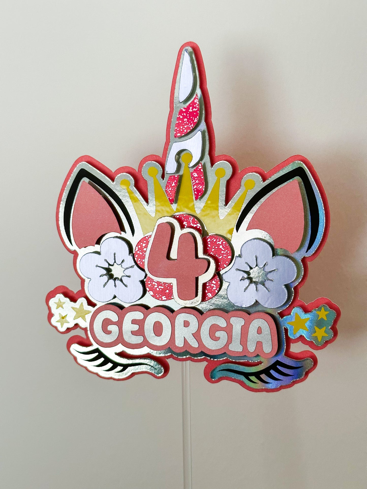 Unicorn card cake topper