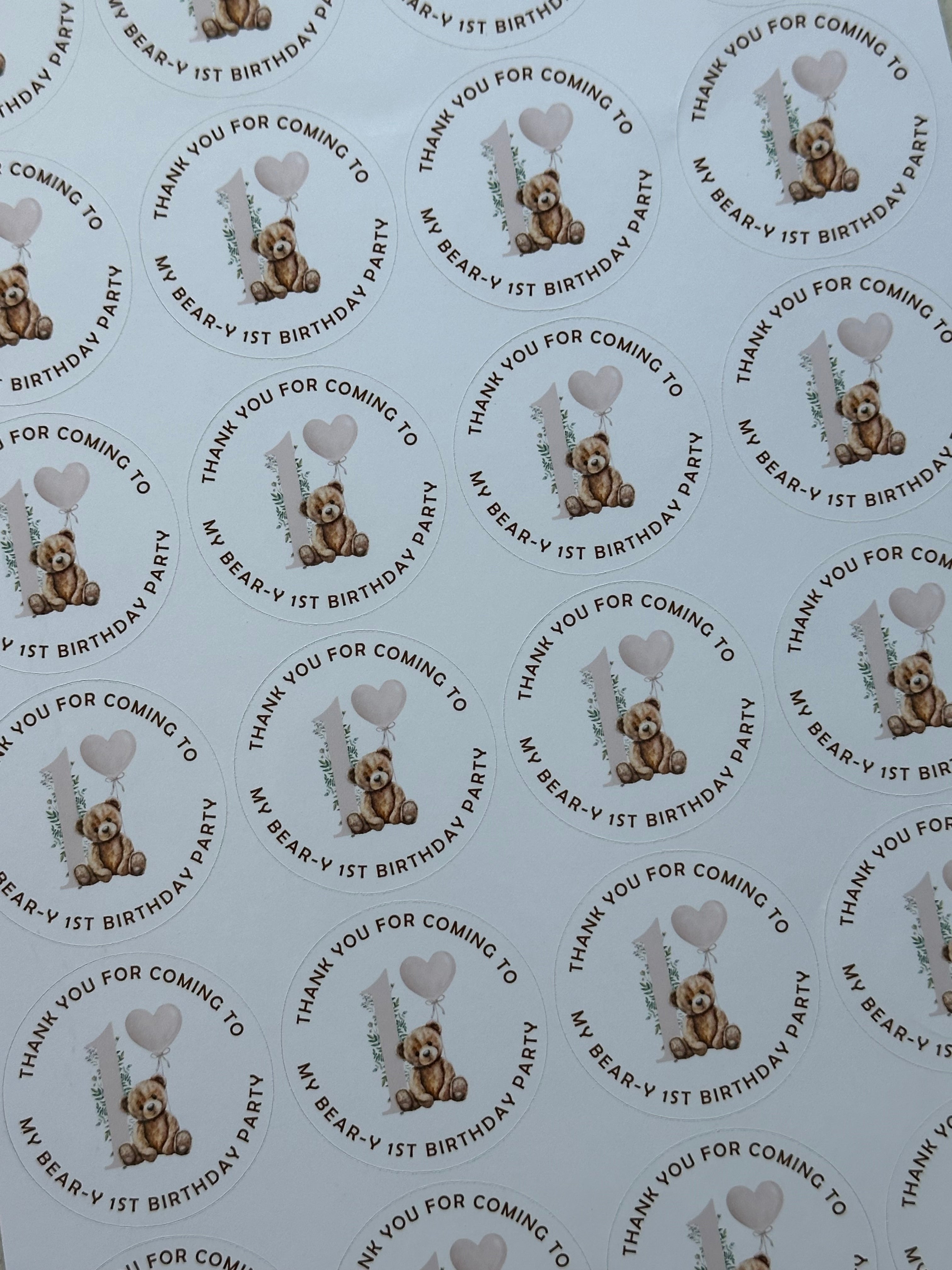 Bear-y first birthday stickers