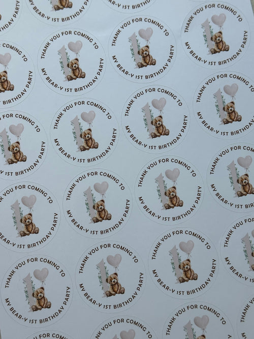 Bear-y first birthday stickers