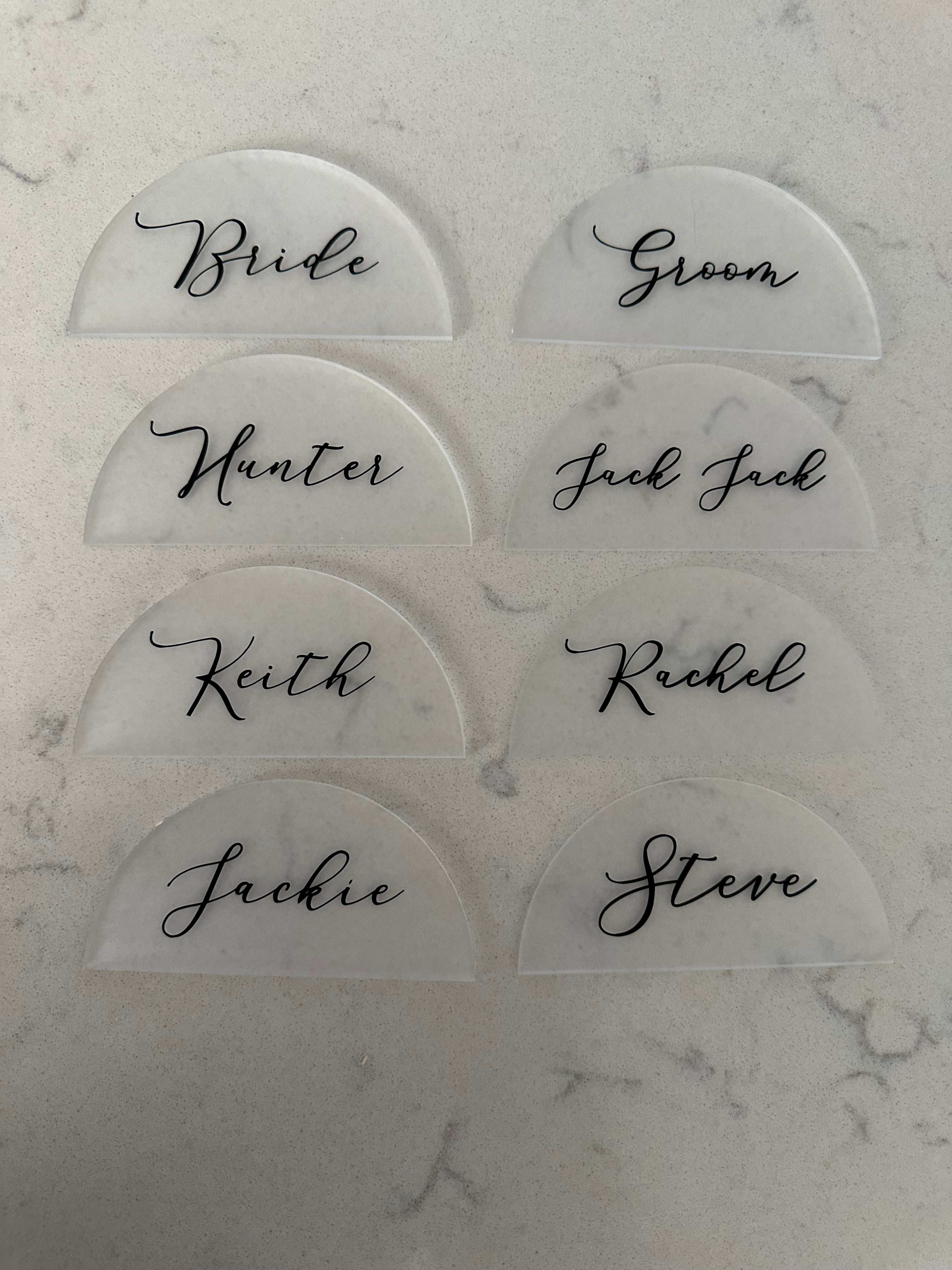 Semi circle acrylic place names