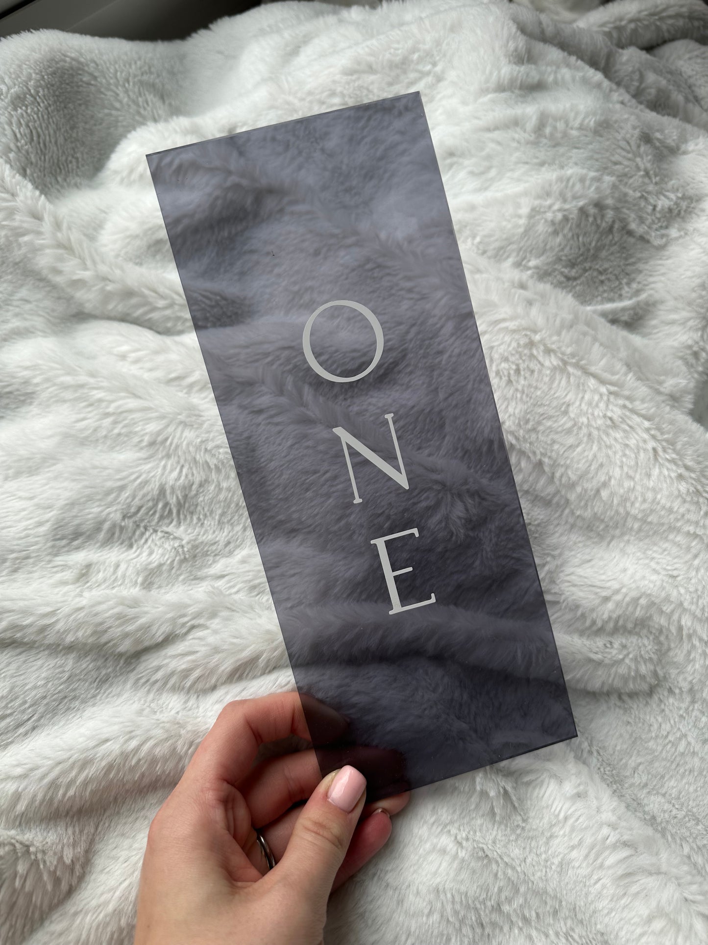 Smoky grey tall table numbers