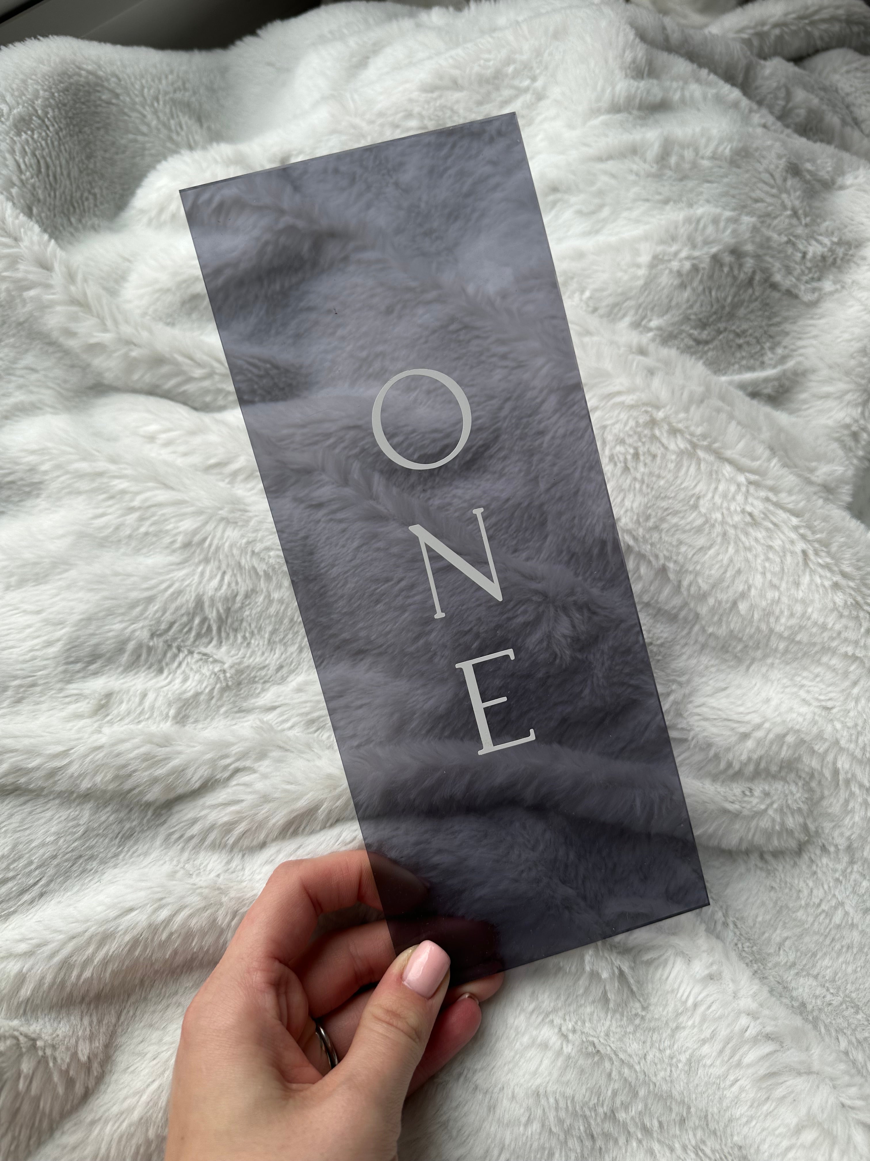 Smoky grey tall table numbers