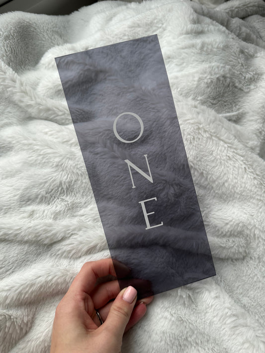 Smoky grey tall table numbers