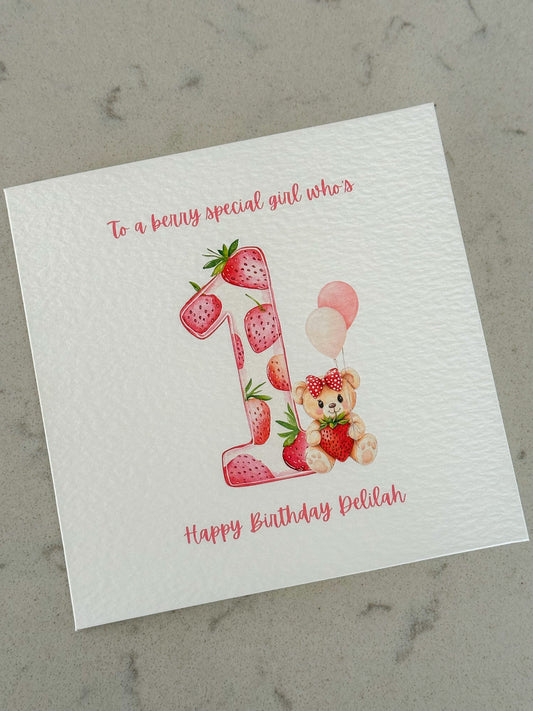 Berry first birthday card