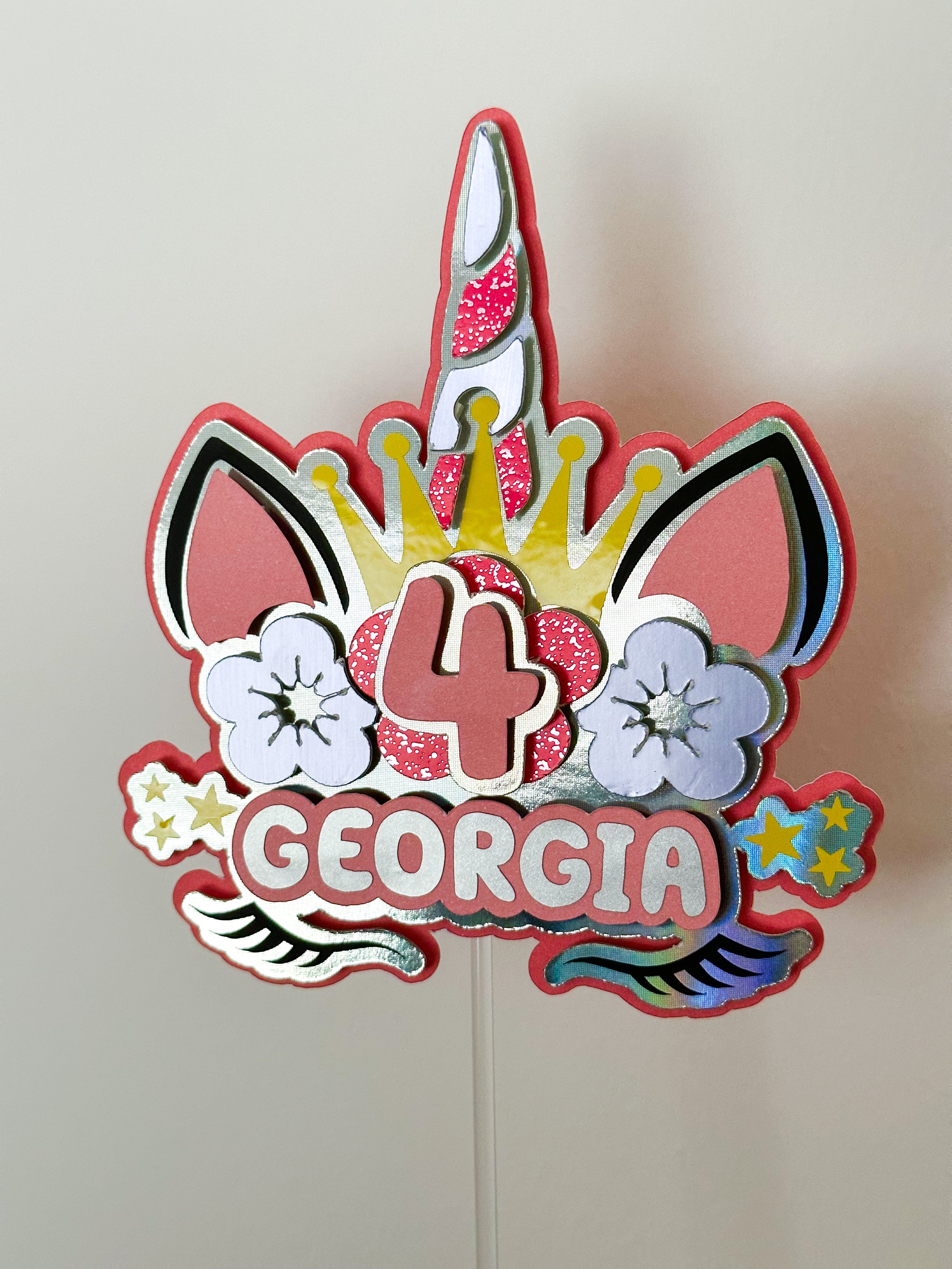 Unicorn card cake topper