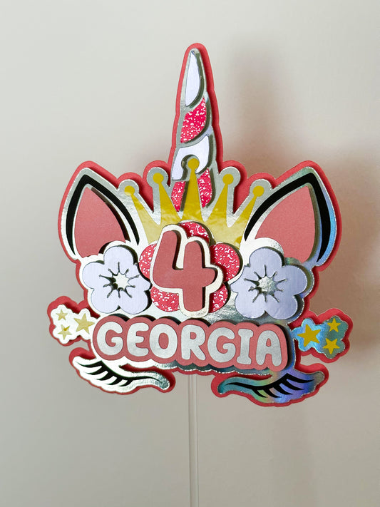 Unicorn card cake topper