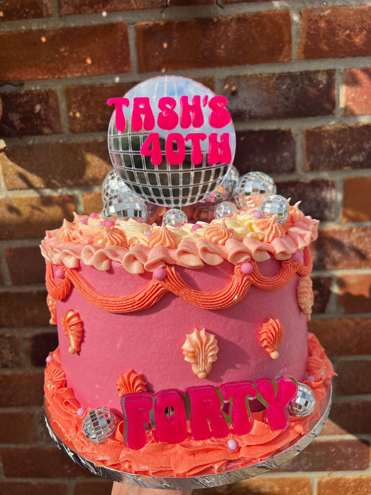 Retro disco ball cake topper